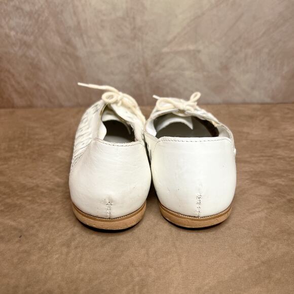 Vintage 80s Coasters White Leather Lace Up Flats Accent Stitching Women's 8.5 - Picture 5 of 9